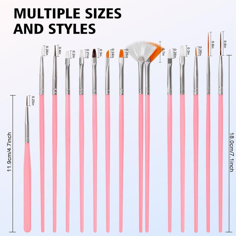 Komall Nail Art Tools, Nail Holder for Painting Nails, 15 PCS Nail Art Brushes, 5 PCS Nail Dotting Tool, Nail Stand for Home DIY & Salon Nail Art Design - Image 3